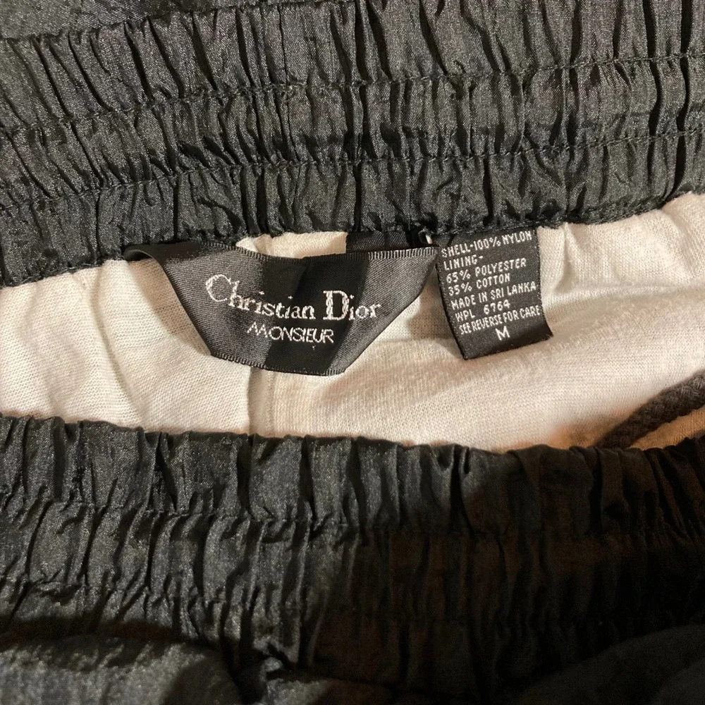 Vintage Christian Dior Monsieur Black Nylon Track Pants Mens Medium Joggers